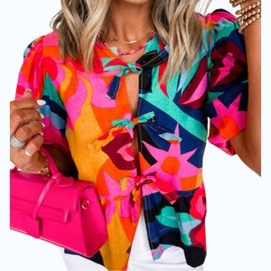 5403. Colorful Floral Women's Top